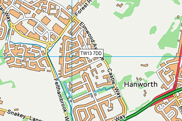 TW13 7DD map - OS VectorMap District (Ordnance Survey)