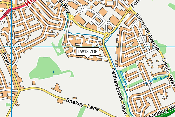 TW13 7DF map - OS VectorMap District (Ordnance Survey)