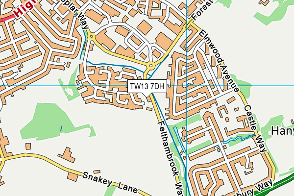 TW13 7DH map - OS VectorMap District (Ordnance Survey)