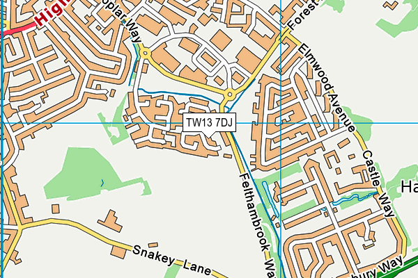 TW13 7DJ map - OS VectorMap District (Ordnance Survey)