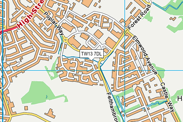TW13 7DL map - OS VectorMap District (Ordnance Survey)