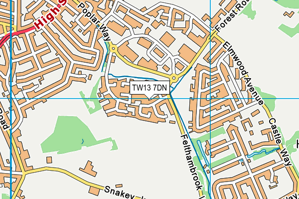 TW13 7DN map - OS VectorMap District (Ordnance Survey)