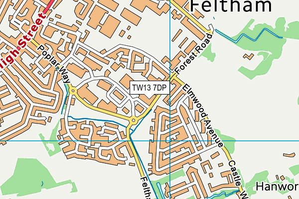 TW13 7DP map - OS VectorMap District (Ordnance Survey)