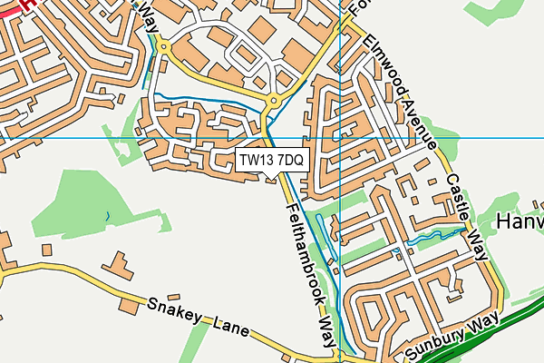 TW13 7DQ map - OS VectorMap District (Ordnance Survey)