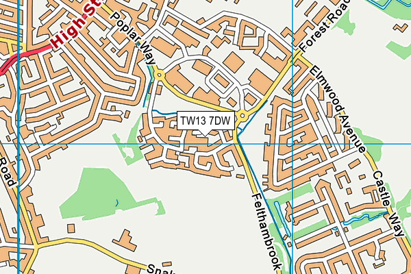 TW13 7DW map - OS VectorMap District (Ordnance Survey)