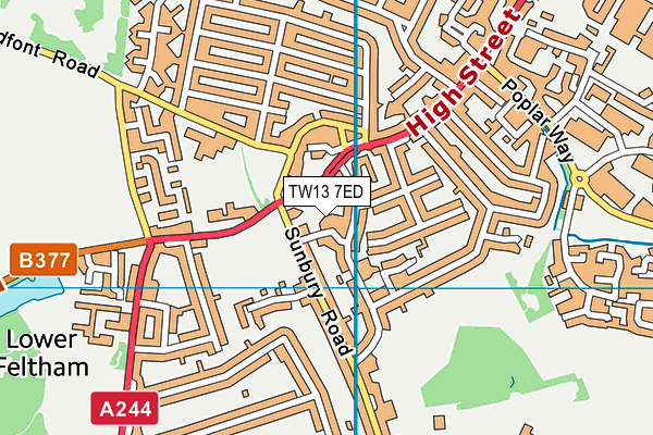 TW13 7ED map - OS VectorMap District (Ordnance Survey)