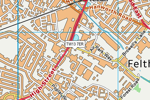 TW13 7ER map - OS VectorMap District (Ordnance Survey)