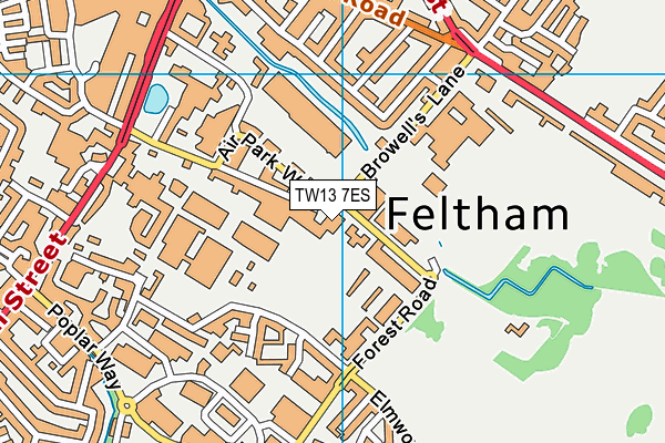 TW13 7ES map - OS VectorMap District (Ordnance Survey)