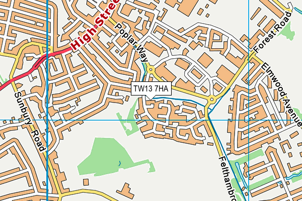 TW13 7HA map - OS VectorMap District (Ordnance Survey)