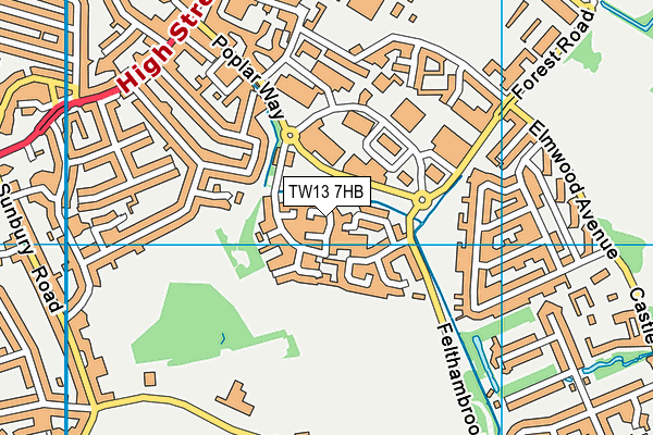 TW13 7HB map - OS VectorMap District (Ordnance Survey)
