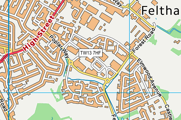 TW13 7HF map - OS VectorMap District (Ordnance Survey)