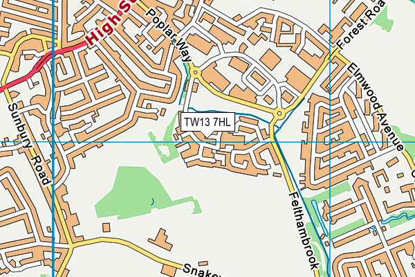 TW13 7HL map - OS VectorMap District (Ordnance Survey)