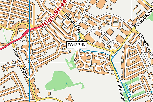 TW13 7HN map - OS VectorMap District (Ordnance Survey)