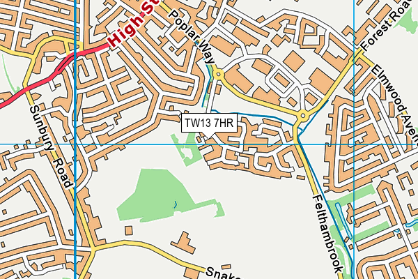 TW13 7HR map - OS VectorMap District (Ordnance Survey)