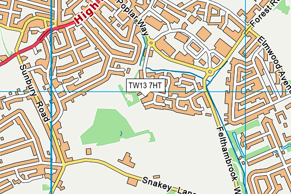 TW13 7HT map - OS VectorMap District (Ordnance Survey)