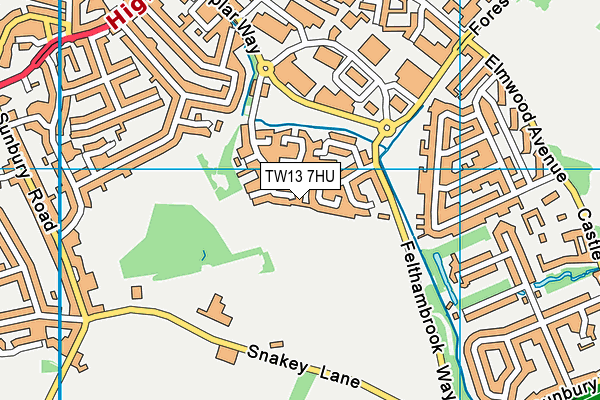 TW13 7HU map - OS VectorMap District (Ordnance Survey)