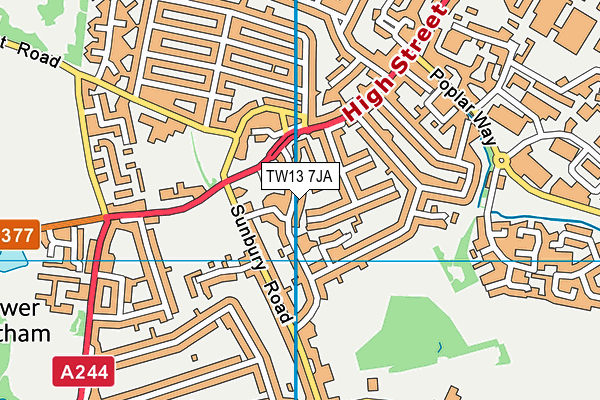 TW13 7JA map - OS VectorMap District (Ordnance Survey)