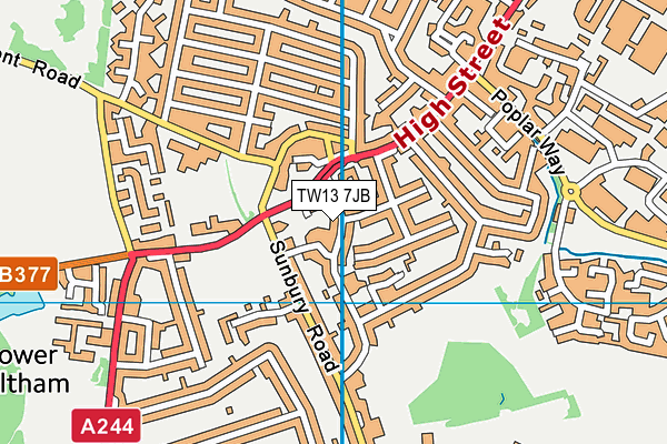 TW13 7JB map - OS VectorMap District (Ordnance Survey)