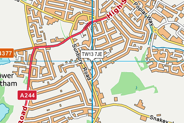 TW13 7JE map - OS VectorMap District (Ordnance Survey)