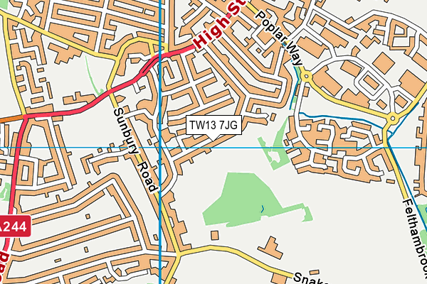 TW13 7JG map - OS VectorMap District (Ordnance Survey)