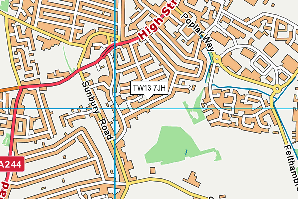 TW13 7JH map - OS VectorMap District (Ordnance Survey)