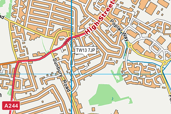 TW13 7JP map - OS VectorMap District (Ordnance Survey)
