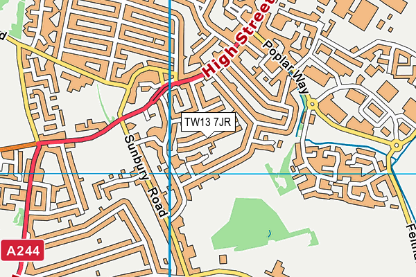 TW13 7JR map - OS VectorMap District (Ordnance Survey)