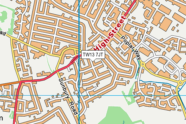TW13 7JT map - OS VectorMap District (Ordnance Survey)