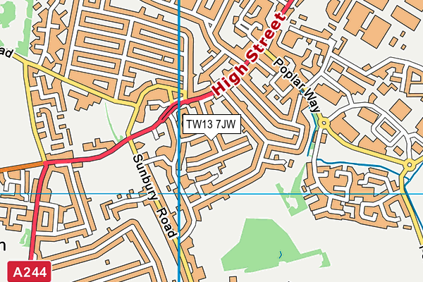 TW13 7JW map - OS VectorMap District (Ordnance Survey)