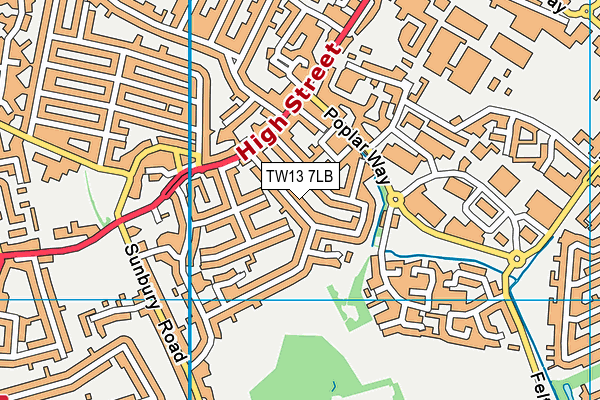 TW13 7LB map - OS VectorMap District (Ordnance Survey)