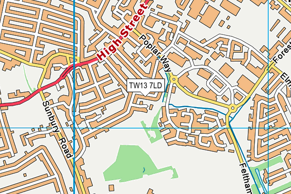 TW13 7LD map - OS VectorMap District (Ordnance Survey)