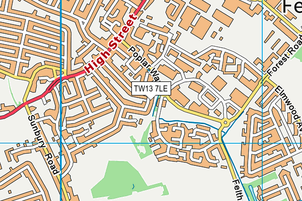 TW13 7LE map - OS VectorMap District (Ordnance Survey)