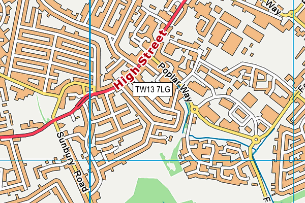 TW13 7LG map - OS VectorMap District (Ordnance Survey)