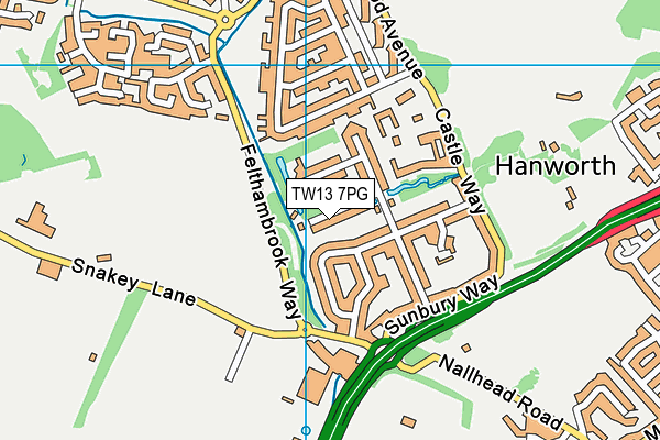 TW13 7PG map - OS VectorMap District (Ordnance Survey)