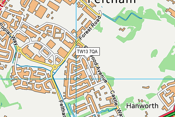 TW13 7QA map - OS VectorMap District (Ordnance Survey)