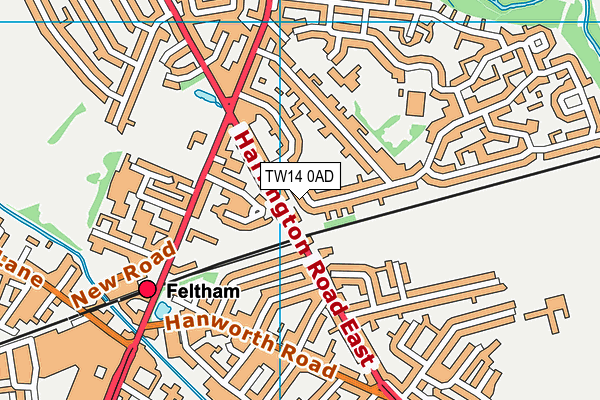 TW14 0AD map - OS VectorMap District (Ordnance Survey)
