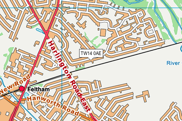 TW14 0AE map - OS VectorMap District (Ordnance Survey)