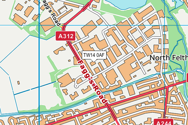 TW14 0AF map - OS VectorMap District (Ordnance Survey)