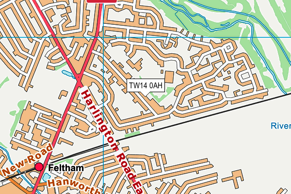 TW14 0AH map - OS VectorMap District (Ordnance Survey)