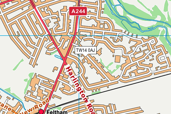 TW14 0AJ map - OS VectorMap District (Ordnance Survey)