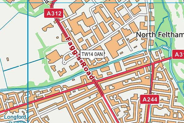 TW14 0AN map - OS VectorMap District (Ordnance Survey)