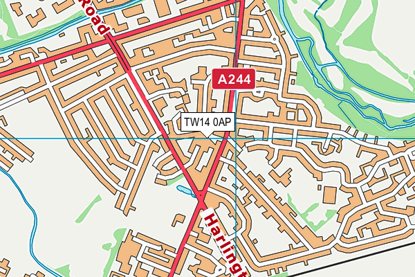 TW14 0AP map - OS VectorMap District (Ordnance Survey)