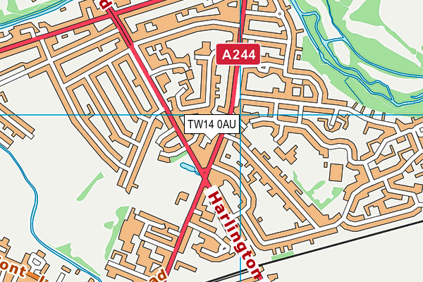 TW14 0AU map - OS VectorMap District (Ordnance Survey)