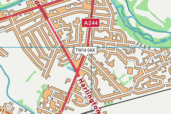 TW14 0AX map - OS VectorMap District (Ordnance Survey)