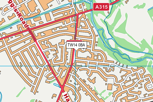 TW14 0BA map - OS VectorMap District (Ordnance Survey)