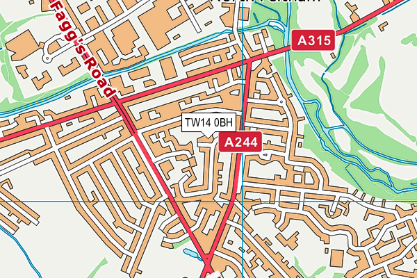 TW14 0BH map - OS VectorMap District (Ordnance Survey)