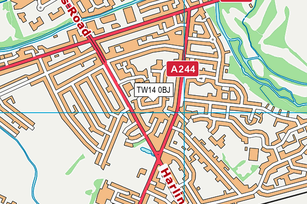 TW14 0BJ map - OS VectorMap District (Ordnance Survey)