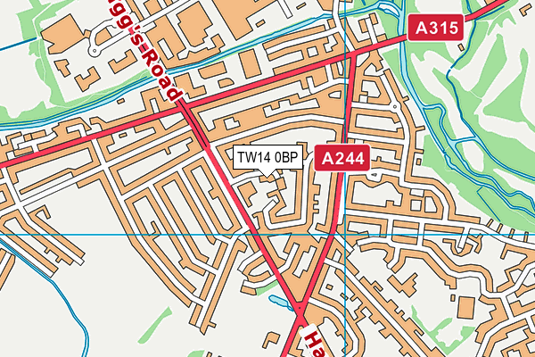 TW14 0BP map - OS VectorMap District (Ordnance Survey)