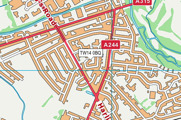 TW14 0BQ map - OS VectorMap District (Ordnance Survey)