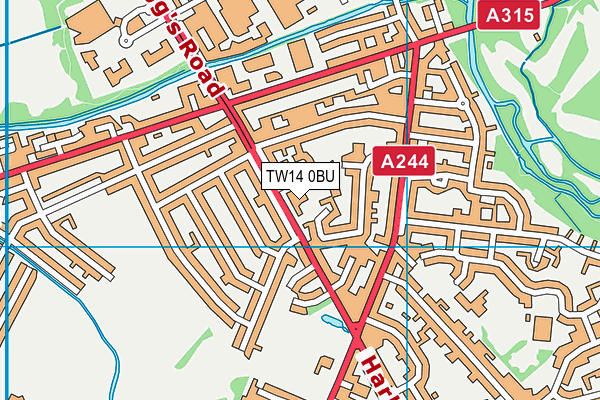 TW14 0BU map - OS VectorMap District (Ordnance Survey)